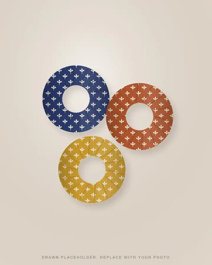Three block-print cotton scrunchies