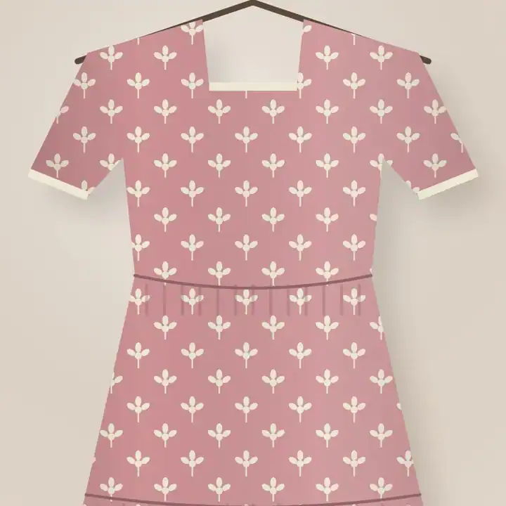 Close view of a rose block-print dress