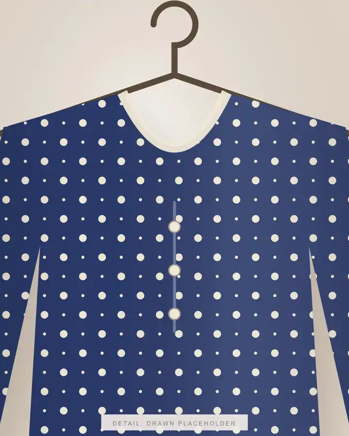 Neckline and buttons of the Indigo Dabu Kurta Set