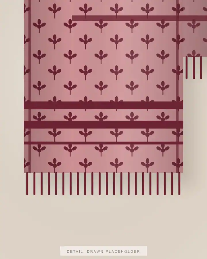 Printed end and tassels of the Rose Block-Print Cotton Stole