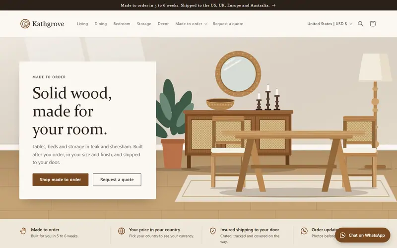 Kathgrove demo store, home page, with drawn placeholder pictures