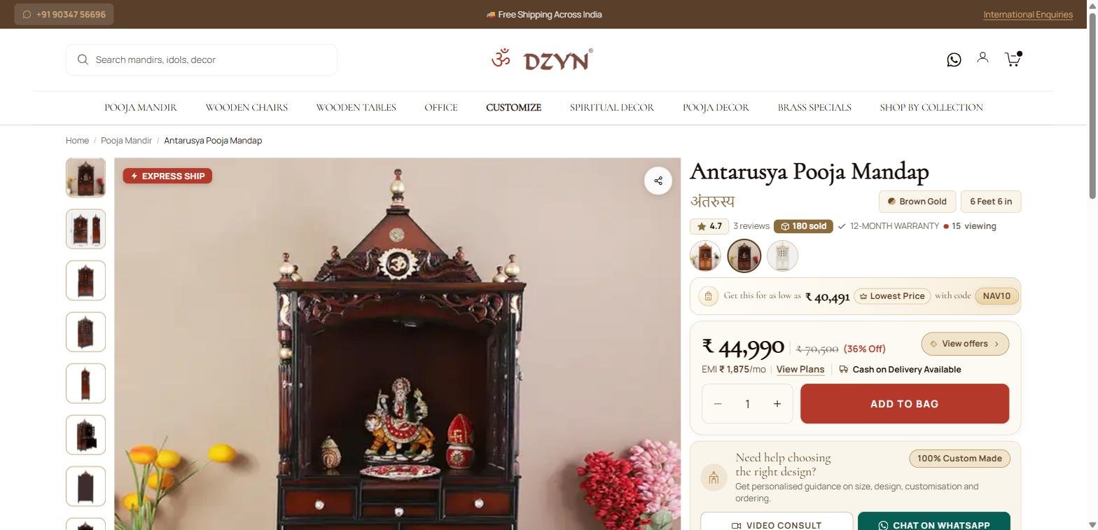 Product page with country price and quote request