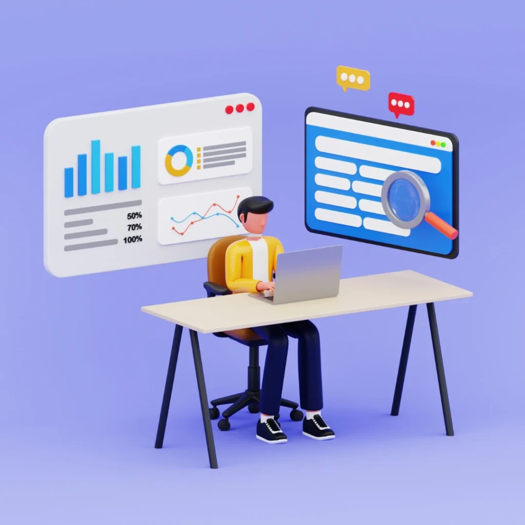 search engine working illustration